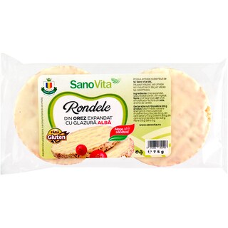 Sano Vita | Rondele din orez cu glazura alba 75g