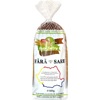 Vel Pitar | Paine dietetica - integrala fara adaos de sare feliata 500g
