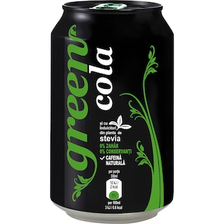 Green Cola | Bautura racoritoare carbogazoasa cu aroma de cola 330ml