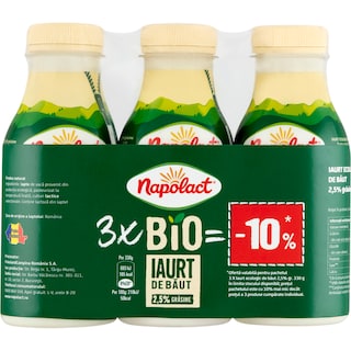 Napolact Bio | Iaurt ecologic de baut 2.5% grasime 3x330g