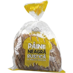 Paine neagra rustica cu maia si seminte 500g