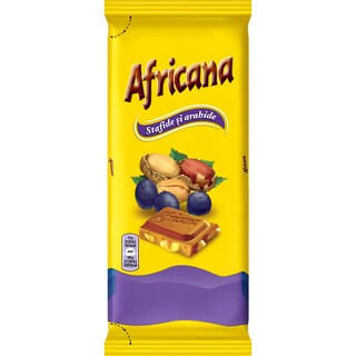 Africana | Ciocolata cu lapte cu arahide si stafide 90g