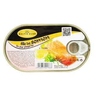 Baltic Club | File de somon in suc propriu 170g