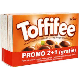 Toffifee | Praline cu alune, nuga si caramel acoperite cu ciocolata 3x125g