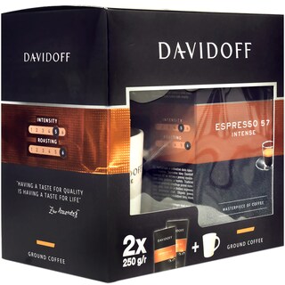 Davidoff | Pachet cafea Espresso 57 Intense + cana  2x250g