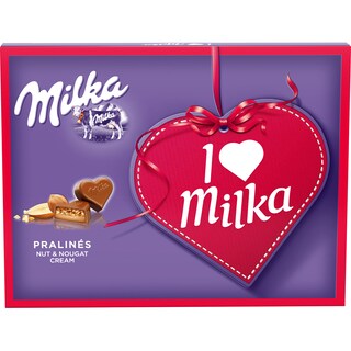 Milka | I Love Milka | Praline de ciocolata cu lapte umplute cu crema de migdale 110g