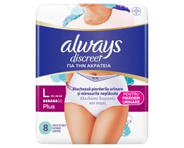 Always Discreet | Lenjerie pierderi urinare L Plus, 8 bucati