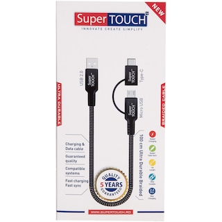 Super Touch | Cablu ultra rezistent 2in1 USB & Type-C