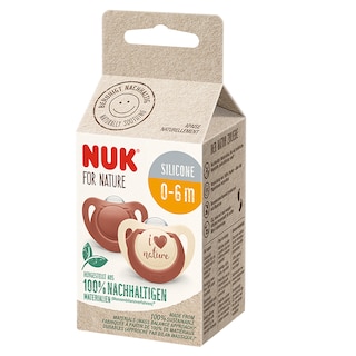 NUK | For Nature | Suzeta din silicon, 0-6 luni, 2 bucati, rosu