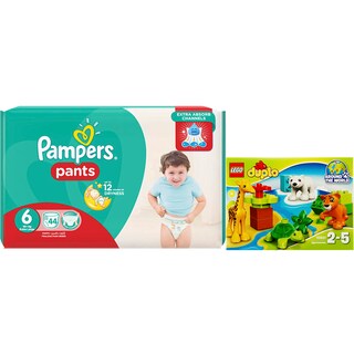 Pampers | Scutece pants 6 ex large jp 44buc + Lego duplo  animalele lumii