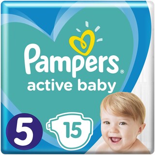 Pampers | Active Baby | Scutece bebelusi Marimea 5, 11-16 kg, 15 buc
