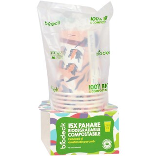 Biodeck | Pahare biodegradabile & compostabile 240ml, 15 bucati