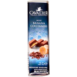 Cavalier | Baton de ciocolata cu crema de banane si cacao, fara zahar 40g