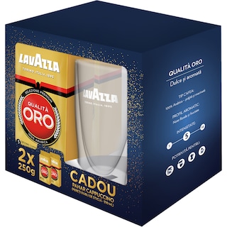 Lavazza | Qualita'Oro | Cafea macinata pachet + pahar 2x250g