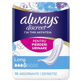 Always Discreet | Absorbante Long pentru pierderi urinare, 10 bucati