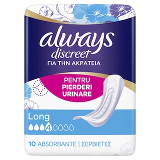 Always Discreet | Absorbante Long pentru pierderi urinare, 10 bucati