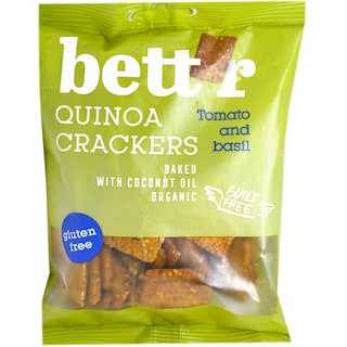 Bettr | Crackers fara gluten bio din quinoa cu rosii si busuioc 100g