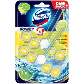 Domestos | Odorizant pentru toaleta Power 5 Lime 2 bucati 2x55g
