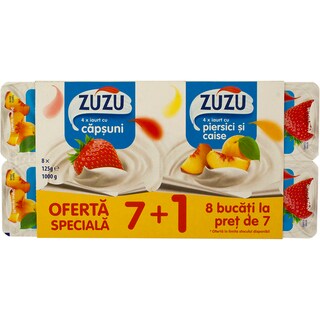 Zuzu | Iaurt cu capsuni si piersica 8x125g