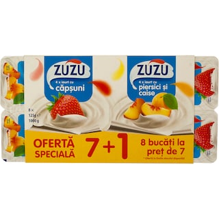 Zuzu | Iaurt cu capsuni si piersica 8x125g