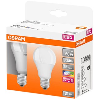 Osram | Set 2 becuri LED E27 9W(60W) RGB/W, lumina alba si colorata, telecomanda