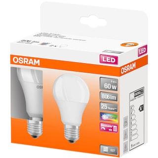 Osram | Set 2 becuri LED E27 9W(60W) RGB/W, lumina alba si colorata, telecomanda
