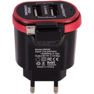 Super Touch | Incarcator priza cu doua sloturi USB si cablu Micro USB