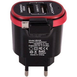 Super Touch | Incarcator priza cu doua sloturi USB si cablu Micro USB