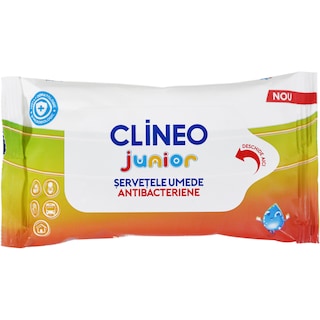 Clineo | Junior | Servetele umede antibacteriene, 15 bucati