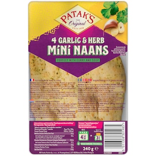 Patak's | Lipie mini Naan, 4 bucati 240g