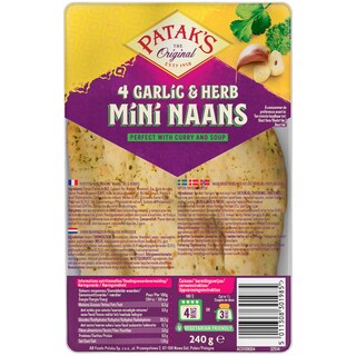 Patak's | Lipie mini Naan, 4 bucati 240g