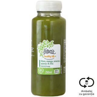 Nature's Promise Healthy Life | Smoothie mere, mango, ananas, spanac si chia 250ml