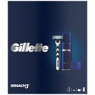 Gillette | Mach3 | Set cadou: aparat de ras + gel de ras + suport calatorie