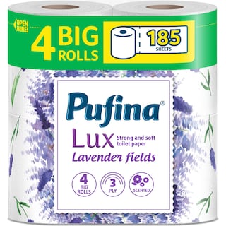 Pufina | Hartie igienica levantica, 3 straturi, 4 role
