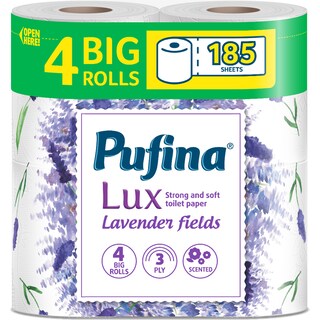 Pufina | Hartie igienica levantica, 3 straturi, 4 role