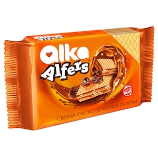 Alka | Alfers | Napolitane cu crema cacao si aroma de rom 170g