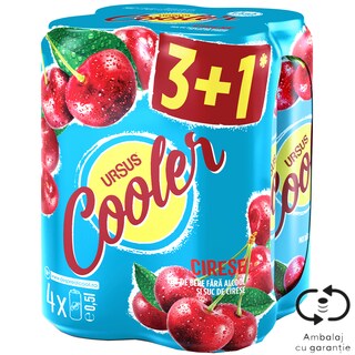 Ursus Cooler | Bere fara alcool cu suc de cirese 4x0.5L