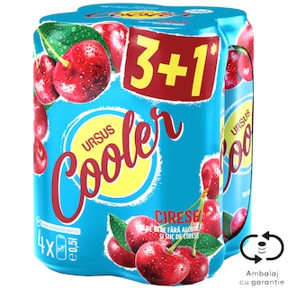 Ursus Cooler | Bere fara alcool cu suc de cirese 4x0.5L