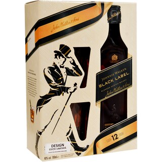 Johnnie Walker | Black Label | Whisky pachet cu 2 pahare 0.7L