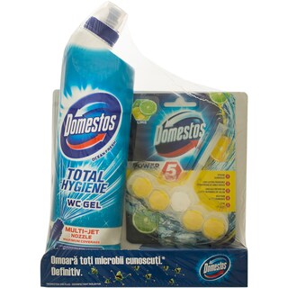 Domestos | Pachet wc gel ocean+odorizant wc Power 5 lime  700ml+55g