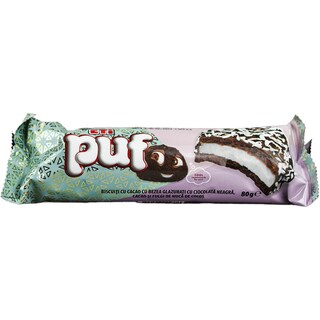 Eti | Puf | Biscuiti cu cacao cu bezea glazurati cu ciocolata neagra 80g