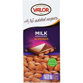 Valor | Ciocolata cu lapte si migdale fara zahar 150g