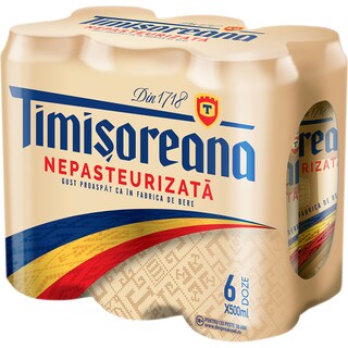 Timisoreana | Bere blonda nepasteurizata 6x0.5L