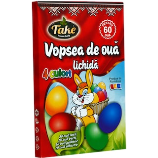 Take | Vopsea de oua lichida, 4 culori, 60 oua