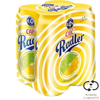 Ciuc Radler | Bere fara alcool cu suc de lamaie si lime 4x0.5L