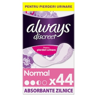 Always Discreet | Absorbante zilnice incontinenta urinara Normal, 44 bucati
