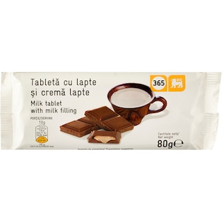 365 | Tableta de ciocolata cu lapte si crema de lapte 80g