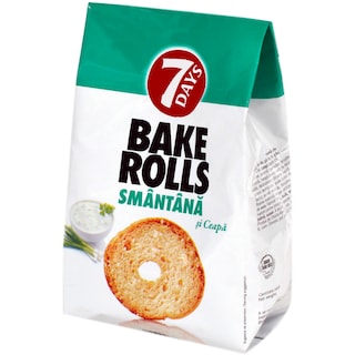 7Days | Bake Rolls | Rondele de paine cu aroma de smantana si ceapa 80g