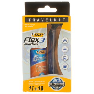 Bic | Kit pentru voiaj cu aparat de ras Flex3 si spuma de ras