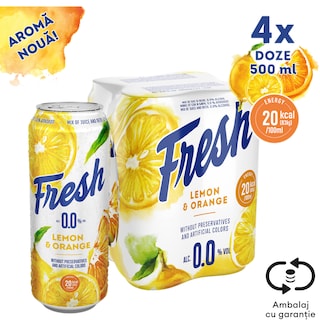 Bere fara alcool cu suc de lamaie si portocale 4x0.5L